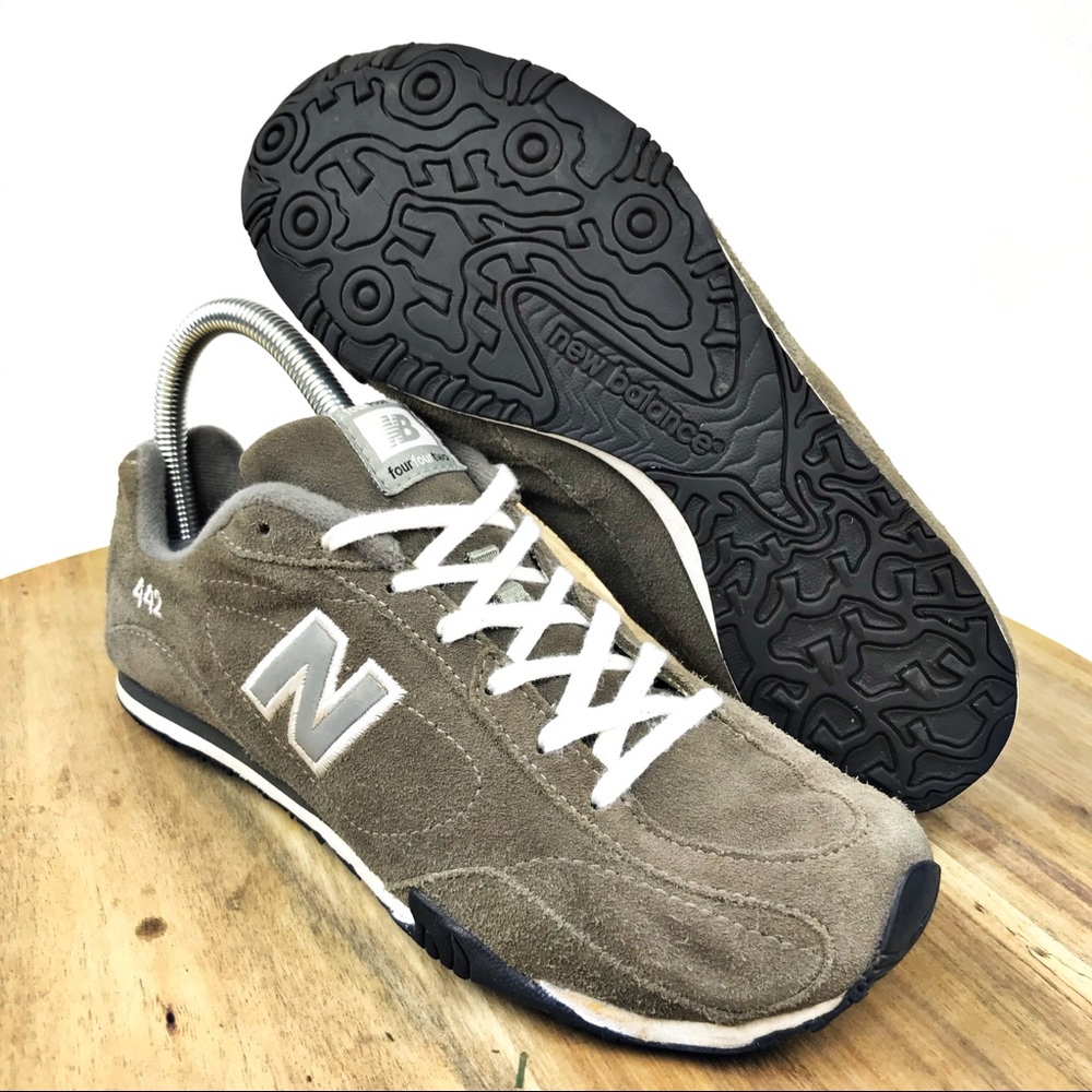 New Balance Women's Olive Suede Sneakers with White Accents